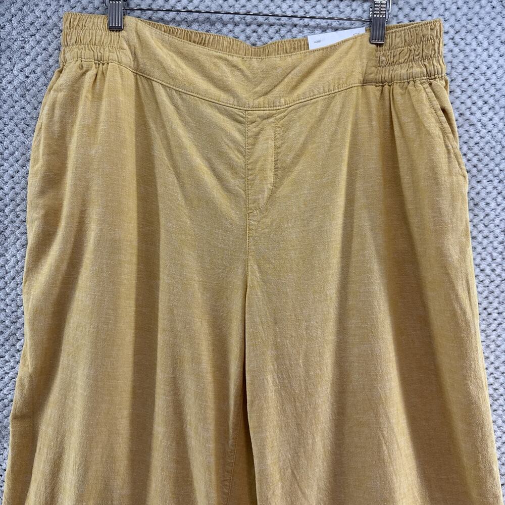 Lane Bryant Wide Leg Crop Pants Women 16 Yellow Mustard Linen Collection MidRise - Picture 3 of 15
